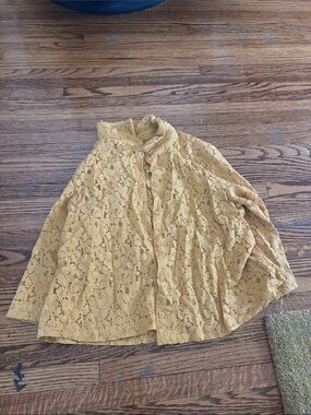 Cooperative Mustard Yellow Lace Button-Down Shirt